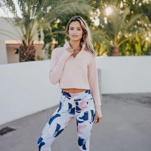 Hailey Cropped Half Zip - Blush (small)
